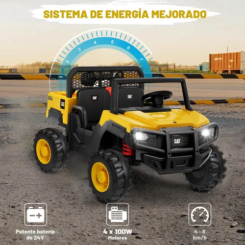 Miniatura 3 de ANPABO Camión volcador Caterpillar con licencia, juguete de 24V con control remoto para padres, 4WD motores potentes, hasta 5 mph, amortiguadores