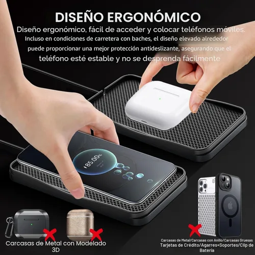 Miniatura 6 de Cargador inalámbrico para automóvil, cargador inalámbrico máximo de 15 W para automóvil, almohadilla de carga antideslizante compatible con iPhone