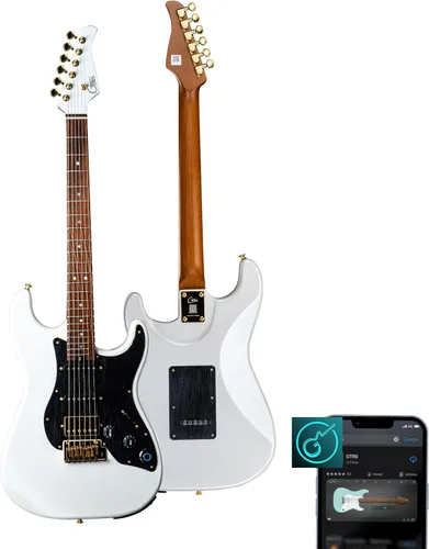 Miniatura 8 de GTRS Kit de guitarra eléctrica inteligente S900 con transmisor inalámbrico UHF, sistema inteligente de guitarra de práctica con 126 tipos de Púrpura
