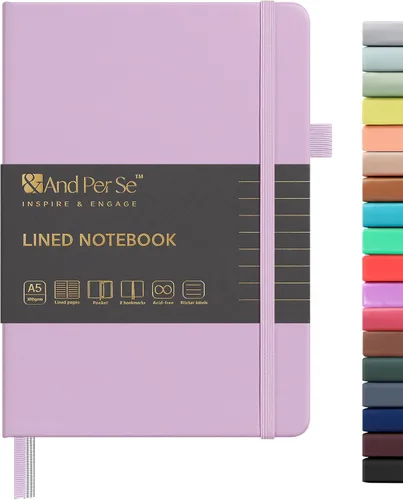 Miniatura 45 de &And Per Se - Cuaderno en blanco, 160 páginas, 5.7 x 8 pulgadas, cuaderno de rayas estrechas con papel grueso para escribir, cuaderno de tapa dura