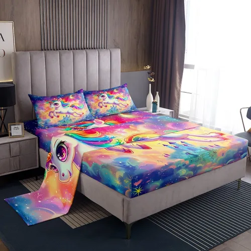 Miniatura 10 de Castle Fairy Juego de Sábanas de Astronauta para Niños, Juego de Sábanas del Espacio de Galaxia Misteriosa, Juegos de Sábanas de Decoración