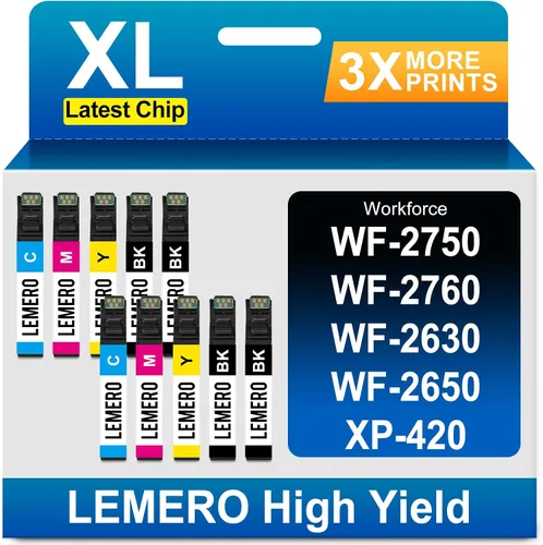 LEMERO Cartuchos de tinta remanufacturados para Epson 220 XL de repuesto para Epson 220 220XL para Epson WF-2760 WF-2750 WF-2630 WF-2650 WF-2660