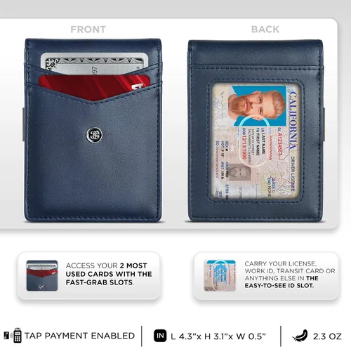 Miniatura 21 de Suavell Billeteras delgadas de cuero para hombres. Cartera con clip para dinero. Cartera de perfil bajo RFID Cartera minimalista