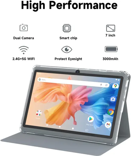 Miniatura 4 de HOTTABLET Tablet de 7 Pulgadas Android 14.0 con Estuche Protector, 8GB (4+4GB Expandible) RAM + 32GB ROM, Pantalla IPS, Cámara Dual, Bluetooth 5.0