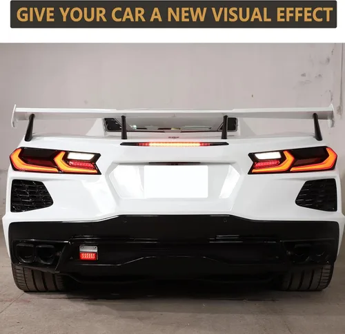 Miniatura 5 de Sekhyna Lámpara trasera trasera color negro ahumado, parche ABS 4 piezas compatible con Corvette C8 Stingray 2020-2023 cubierta de luz trasera