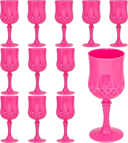 Miniatura 12 de JLYLOL Copas de Vino Vintage de Plástico 7OZ Copas de Plástico Vintage Vasos para Beber 24PCS Cristalería Retro para Bodas Copas de Agua Negro