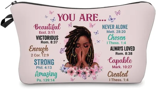 Miniatura 28 de Bolsa de maquillaje afroamericana para monedero, bolsas de cosméticos negras afro para mujer, regalo inspirador, pequeña bolsa de cosméticos