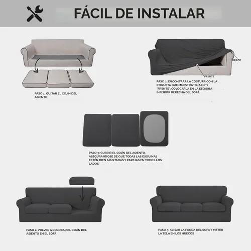 Miniatura 5 de ISSUNTEX 4 Piezas Fundas de Sofá Gruesas de Alta Elasticidad, Funda Suave de Sofá para 3 Cojines Separados, Protector de Muebles de Tela Jacquard