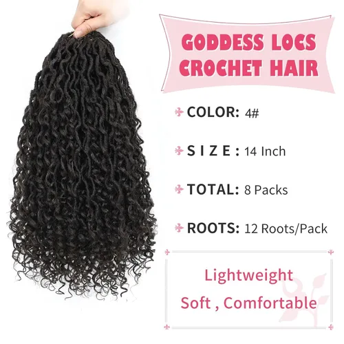 Miniatura 33 de Alicoco Goddess Locs Cabello de Ganchillo 12 Pulgadas 8 Paquetes Rastas Sintéticas de Ganchillo Para Mujeres Rastas Suaves Boho Pre-enrolladas River
