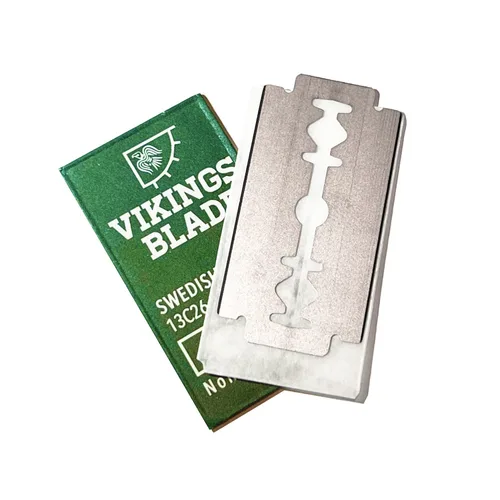 Miniatura 4 de VIKINGS BLADE Hojas de afeitar de doble filo, 10 hojas, acero sueco + recubierto de platino, hojas de afeitar de repuesto y recargas