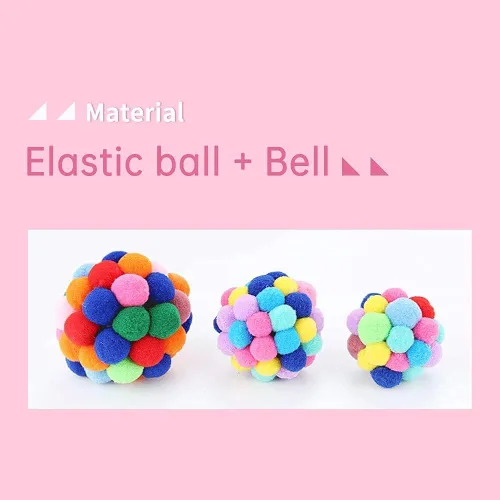 Miniatura 6 de TUSATIY Pelotas de juguete para gatos con campanilla, 3 piezas, coloridas bolas suaves y peludas con campanilla integrada para gatos, juguetes