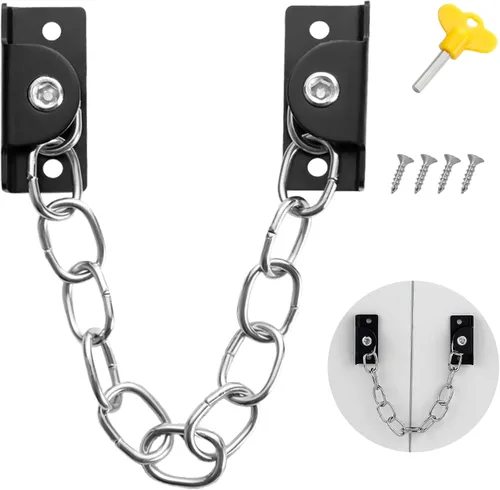 SooGree Cerradura de cadena de ventana de acero inoxidable, restrictor de puerta de guardia, cerradura de cadena de seguridad para ventanas planas