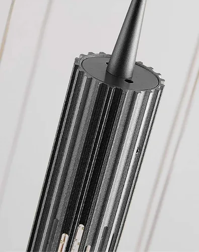 Miniatura 7 de Flashing God Candelabro LED moderno, 10 luces negras regulables, lámpara colgante con control remoto de techo alto para escalera, sala de estar