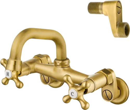 Miniatura 12 de Airuida Grifo de cocina de montaje en pared, boquilla de 6 pulgadas (5.9 in), grifo de fregadero de lavandería de montaje en pared, centro