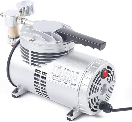 Miniatura 3 de Bomba de vacío de diafragma sin aceite de 1/6HP 1450/1700r.p.m, silencio sin aceite de laboratorio, pequeña bomba de vacío Hvac sin aceite