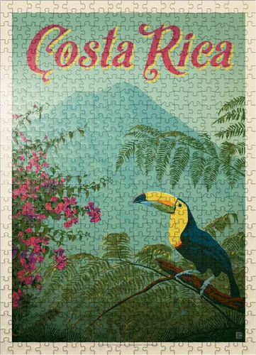 Miniatura 8 de MyPuzzle Costa Rica: Toucan in The Jungle, póster vintage, rompecabezas premium de 1000 piezas para adultos