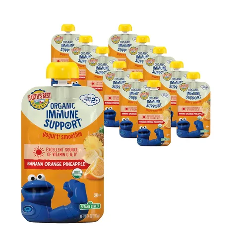 Bolsas de batido de yogur orgánico De la tierra mejor, 24+ meses, batido de yogur de frutas para el sistema inmunológico para niños de 24 meses en