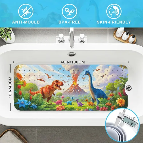 Miniatura 2 de Tapete de Baño para Bebé Mejorado con Dibujos Animados Antideslizante - 40"x16" Extra Largo Tapete de Bañera para Bebé Ecológico Duradero Tapete