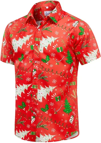 Miniatura 23 de EUOW - Camisas hawaianas para hombre de manga corta con botones, estampadas para la playa y el verano