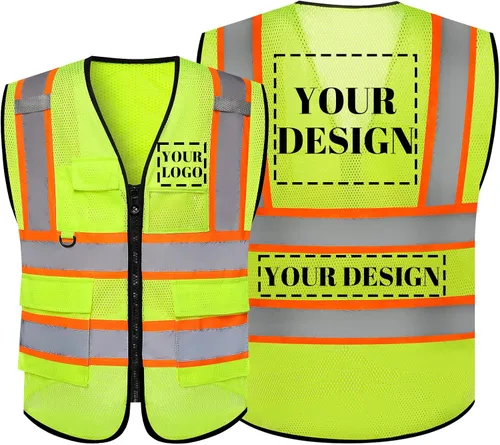 Miniatura 21 de Chaleco de seguridad reflectante de alta visibilidad con 5 bolsillos y cremallera clase 2 para adultos, unisex, ropa de trabajo de seguridad