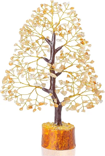 Miniatura 8 de Crocon - Árbol del dinero con piedras preciosas de citrina, figura del feng shui; bonsái balance de chakras, buena suerte, reiki, curación, Citrino