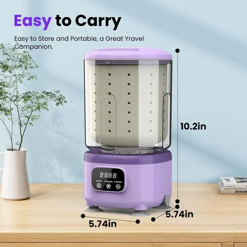 Miniatura 4 de Lavadora de ropa interior, mini lavadora portátil recargable con capacidad de taza de 2 litros para brasier, ropa interior, calcetines, hogar
