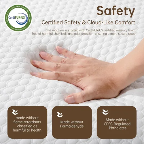 Miniatura 2 de TFD Colchón individual de espuma viscoelástica de 8 pulgadas en una caja, colchón de espuma viscoelástica de gel para un sueño cómodo y sueño