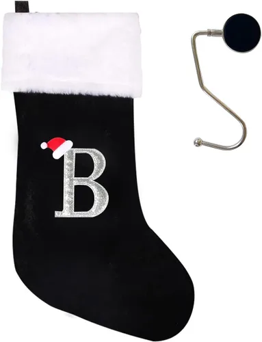 Medias de Navidad de 20 pulgadas con monograma, letras, medias súper suaves grandes de Navidad, medias de monograma rojo para Navidad, regalo de