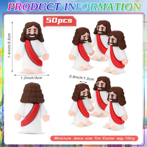 Miniatura 2 de Sumind 50 Piezas Figuras Pequeñas de Jesús de Navidad Mini Figuras de Jesús de Bolsillo a Granel Diseño Original para Navidad Juego de Escondite