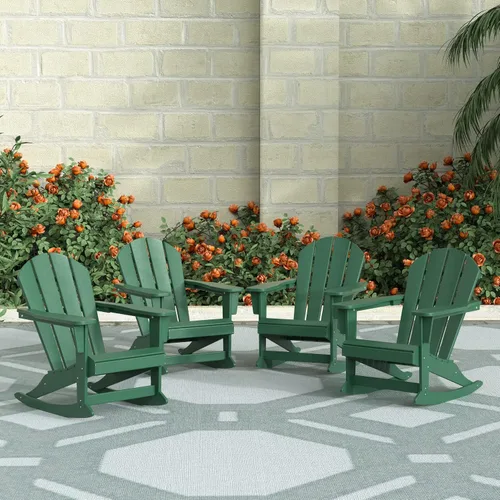 Miniatura 39 de WestinTrends Silla mecedora Malibu de poliéster para exterior/patio Adirondack, Negra