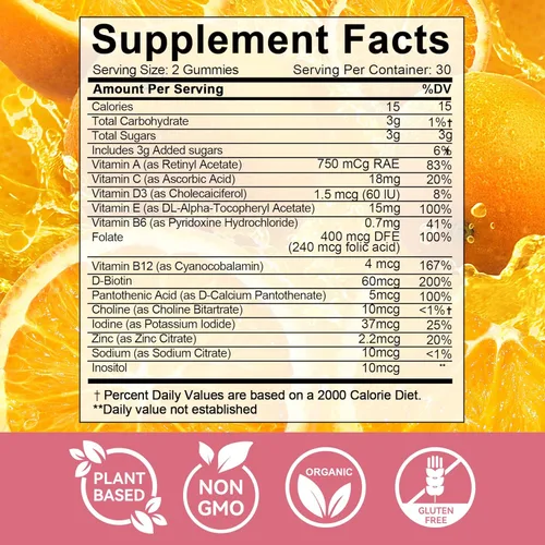Miniatura 7 de Gomitas de inositol PCOS para el equilibrio ovárico y hormonal, 60 unidades de gomitas PCOS con mio-inositol, folato y zinc que ayudan al ciclo