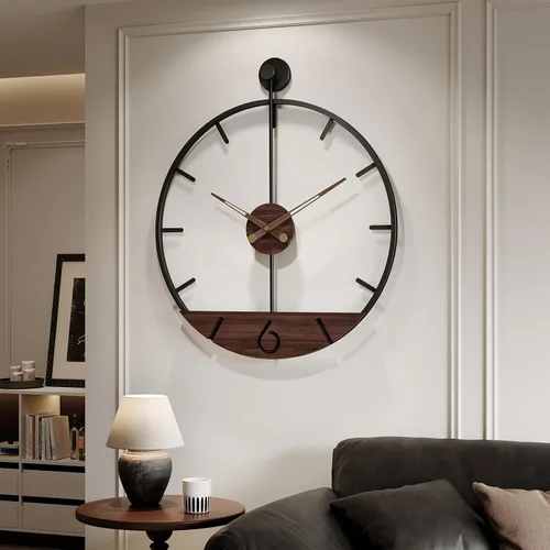 Miniatura 48 de Reloj de pared negro de 16 pulgadas decorativo, moderno reloj de metal para sala de estar, funciona con pilas, silencioso, sin tictac, números