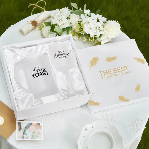 Miniatura 3 de AW BRIDAL Regalos de boda para parejas 2026, regalo de compromiso para él y ella, juego de copas de champán y tazas de cerveza de vidrio esmerilado
