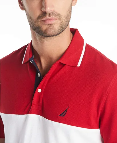 Miniatura 4 de Nautica Polo de manga corta 100 algodón con bloques de color piqué para hombre