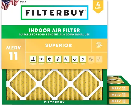 Miniatura 23 de Filterbuy Filtro de aire 18 x 20 x 1 pulgadas MERV 11 Defensa Superior contra Mascotas y Alergias (paquete de 4), Filtros de Reemplazo