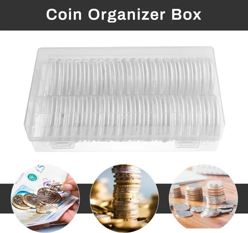 Miniatura 7 de Ciieeo Caja de monedas Mini contenedores de plástico Monedas de plástico Kickstand Estuche de 2.008 in Caja de almacenamiento de monedas Cápsula