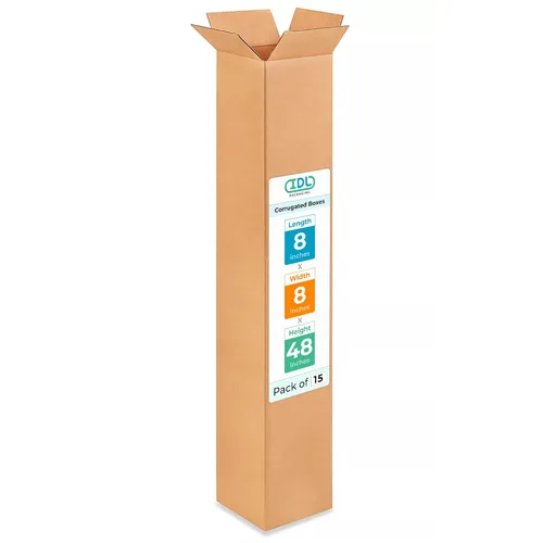 Miniatura 210 de IDL Packaging Paquete de 5 cajas de envío altas de 8 x 8 x 48 pulgadas, extra resistentes de 200 libras frente a caja regular, cajas de mudanza