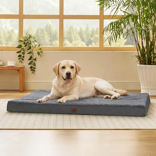 Miniatura 28 de Bedsure Camas para Perros Tamaño Grande - Cómodas Camas Planas para Mascotas con Funda Lavable Extraíble, Alfombrilla de Espuma Ortopédica