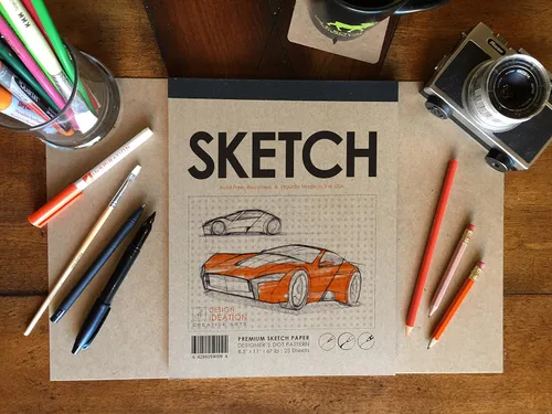 Miniatura 2 de PREMIUM – Bloc de dibujo para lápiz, tinta, y marcador. Gris Diseñador De Dot Pattern Red. Gran Para Art, diseño y Educación. (Jumbo 8.5" x 11")