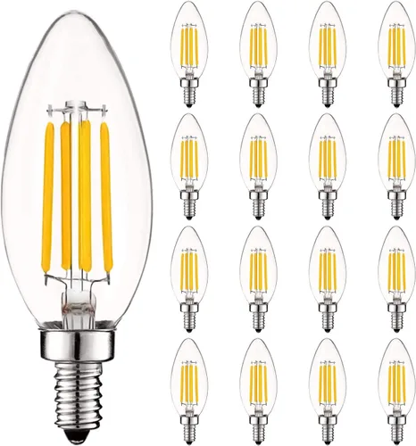 Miniatura 11 de LUXRITE Bombilla LED de candelabro vintage equivalente a 60 W, 550 lúmenes, 2700 K blanco cálido, bombillas LED de araña de 5 W, regulables, vidrio