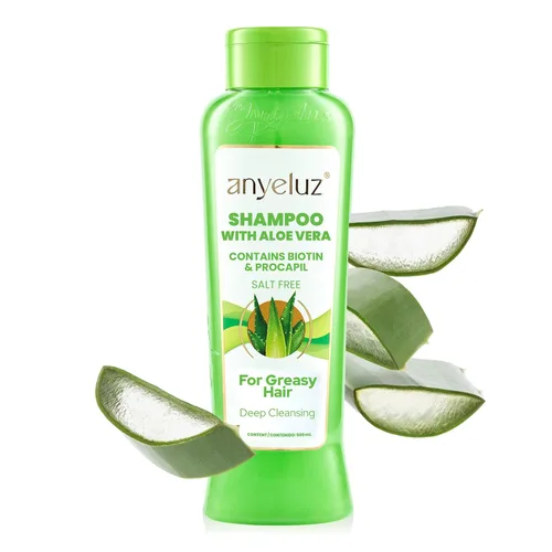 ANYELUZ Champú capilar de aloe vera, limpiador de cuero cabelludo de limpieza profunda, fórmula de fortalecimiento de biotina, control de grasa,