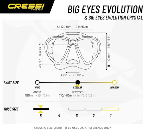 Miniatura 5 de Cressi Máscara de buceo de alta gama para adultos, fabricada en silicona de cristal revolucionario, cristal evolutivo de ojos grandes: fabricado