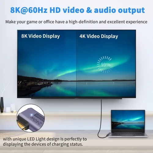 Miniatura 5 de Poyiccot Adaptador USB C de Ángulo Recto PD 240W para Thunderbolt 4/3, Extensión USB C Macho a Hembra de 90 Grados en Ángulo Recto USB 4.0 Conector