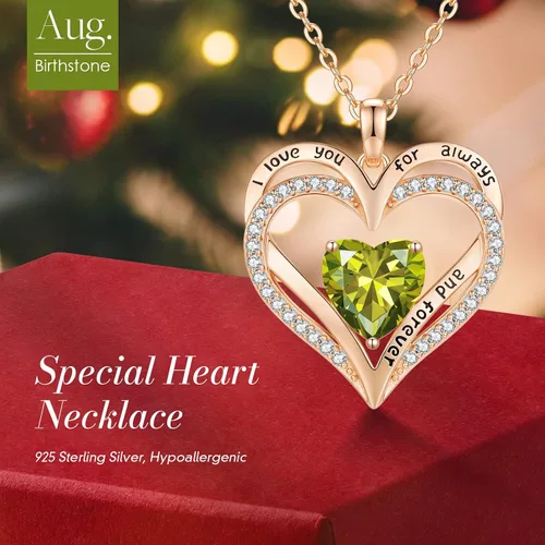 Miniatura 93 de CDE Collares de piedra natal para mujer, plata de ley 925, collar con colgante de corazón para siempre, Navidad, cumpleaños, aniversario, día de San