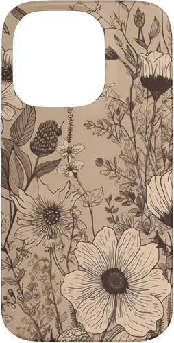 Miniatura 16 de Funda para iPhone 13 Pro Beige Tan Wildflower Floral Minimal Flower Boho