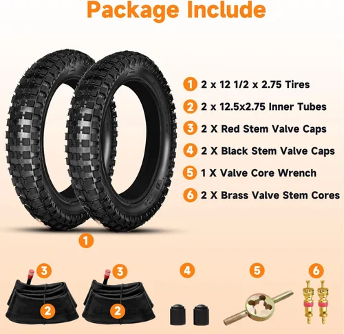 Miniatura 8 de FVRITO 12.5x2.75 (12-1/2x2.75) Knobby Neumático y tubo interior para Razor MX350 MX400 Dirt Rocket X-Treme X-560 Heavy Duty Scooter Tao 47cc 49cc