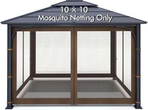 Miniatura 16 de Wonwon Gazebo Mosquitera de Repuesto Universal para Exteriores Toldo de 4 Paneles de Paredes de Malla con Cremallera para Gazebo de 10' x 10
