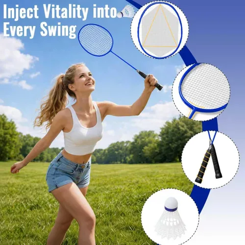 Miniatura 3 de Backyard Badminton Set: Portable Outdoor Net with 4 Performance Rackets, 3 Shuttlecocks & Boundary Line - Complete Heavy-Duty Set for Family Lawn