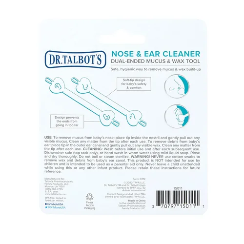 Miniatura 10 de Dr. Talbot's - Herramienta segura de eliminación de cera de oído y limpiador nasal para bebé con estuche de viaje - Pack de 2 - Niña rosado