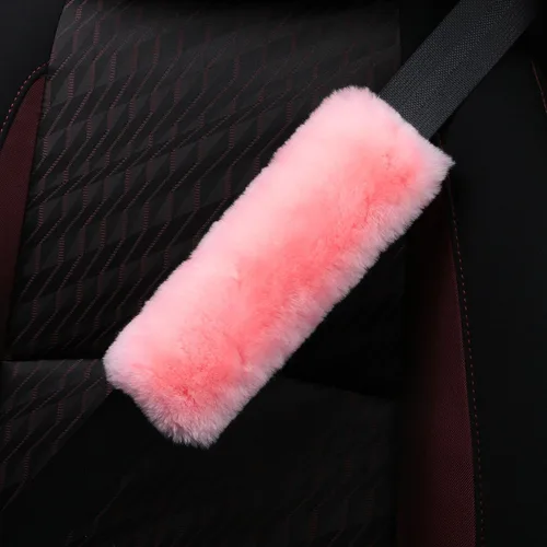 Miniatura 2 de Funda para cinturón de seguridad de automóvil de lana de oveja genuina suave, 2 piezas, almohadilla para hombro del cinturón de seguridad para una
